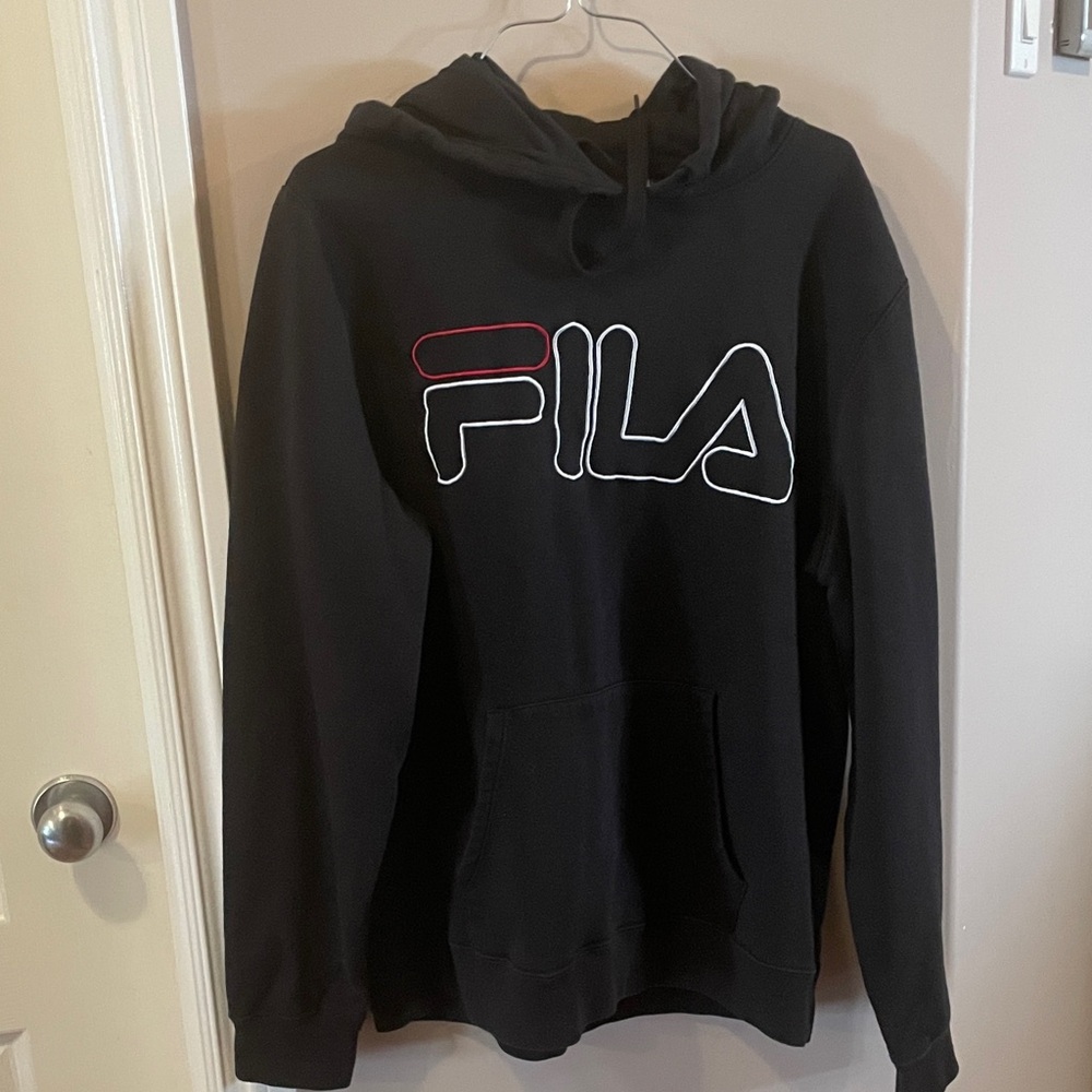 Fila Black Hoodie with Logo for Men